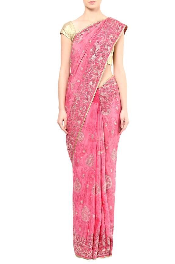 RI.Ritu Kumar Pink Embellished Saree 1