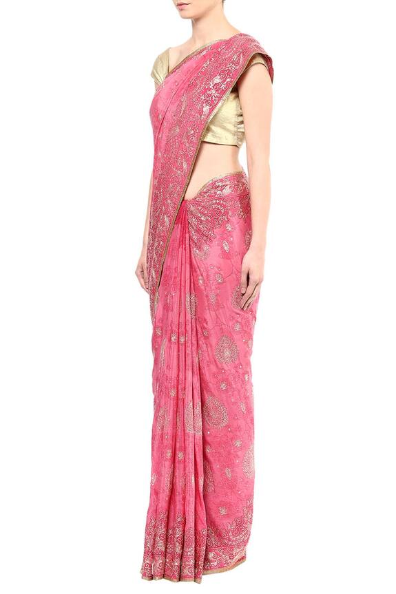 RI.Ritu Kumar Pink Embellished Saree 2