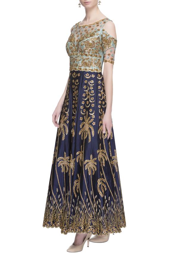 Neha Mehta Couture Blue Zardozi Embroidered  Anarkali 1