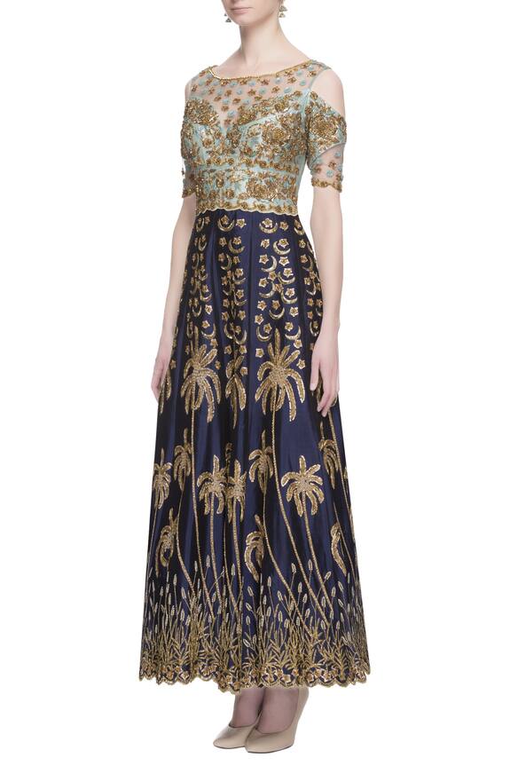 Neha Mehta Couture Blue Zardozi Embroidered  Anarkali 4