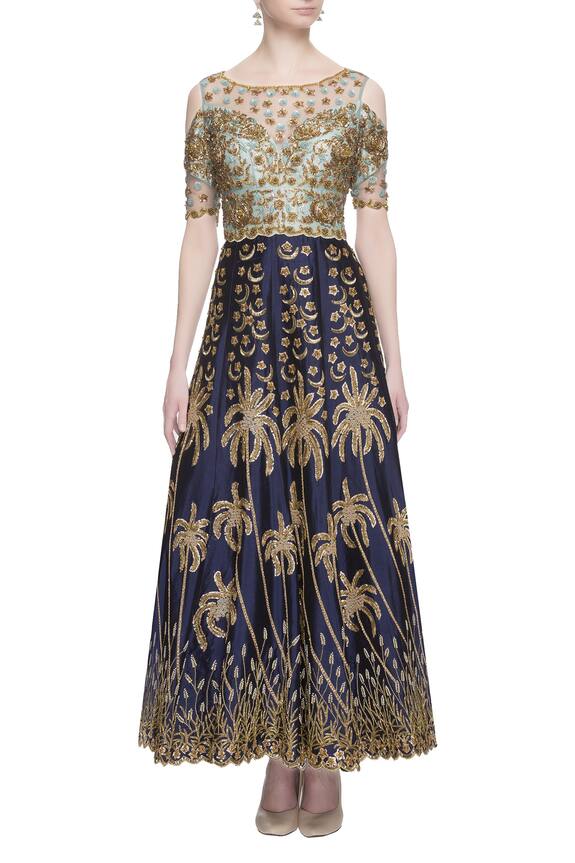 Neha Mehta Couture Blue Zardozi Embroidered  Anarkali 5