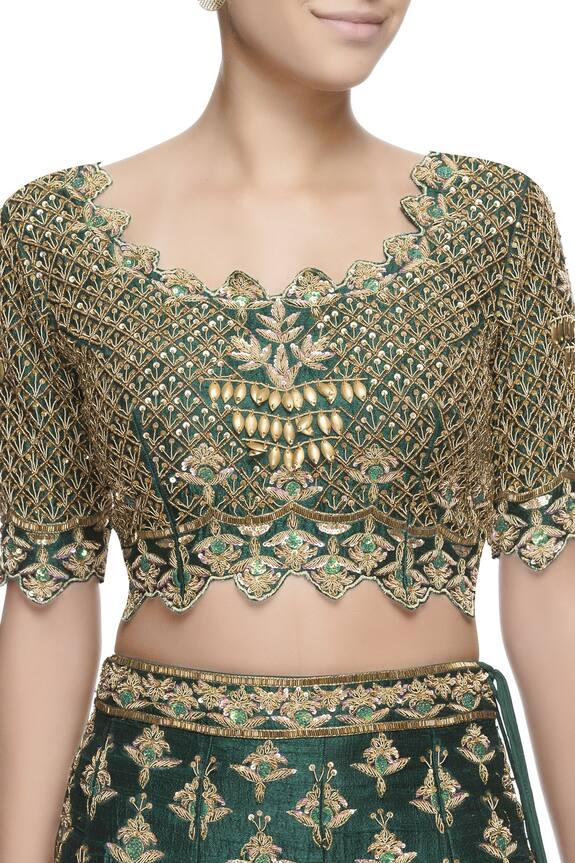 Neha Mehta Couture Green Zari Embroidered Lehenga 6