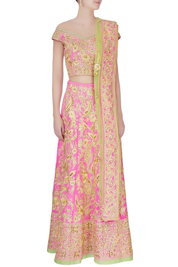 Bhairavi Jaikishan Pink Silk Embroidered Lehenga Set 5