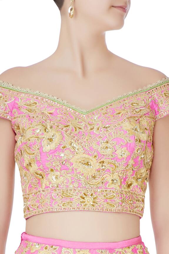 Bhairavi Jaikishan Pink Silk Embroidered Lehenga Set 6