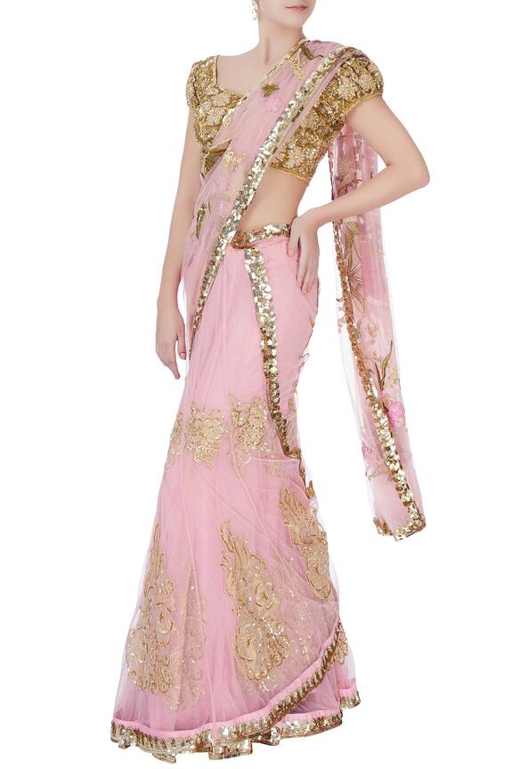 Bhairavi Jaikishan Pink Sequin Saree With Blouse And Petticoat 1