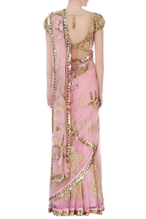Bhairavi Jaikishan Pink Sequin Saree With Blouse And Petticoat 2
