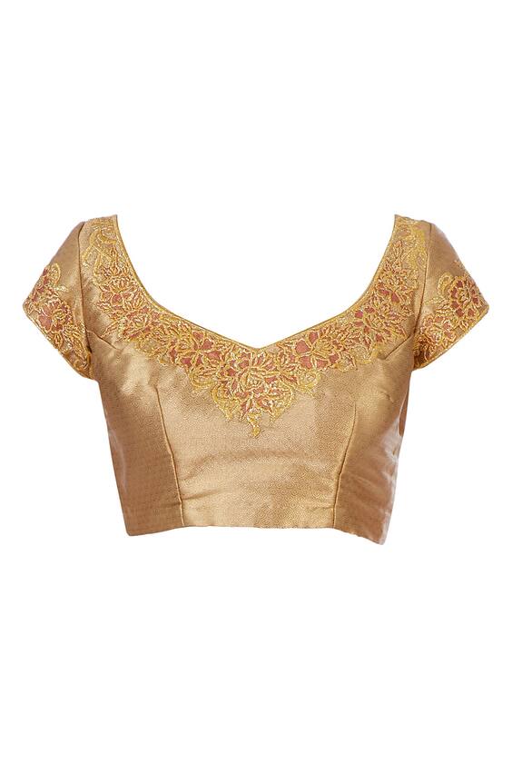 Bhairavi Jaikishan Gold Zardozi Saree With Blouse And Petticoat 5