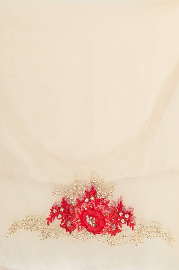 Bhairavi Jaikishan Beige Ecru Floral Saree With Blouse-piece And Petticoat 5