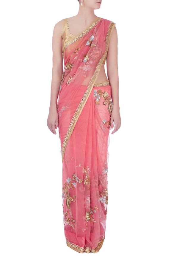 Bhairavi Jaikishan Pink Sequin Embellished Saree And Blouse-piece 3