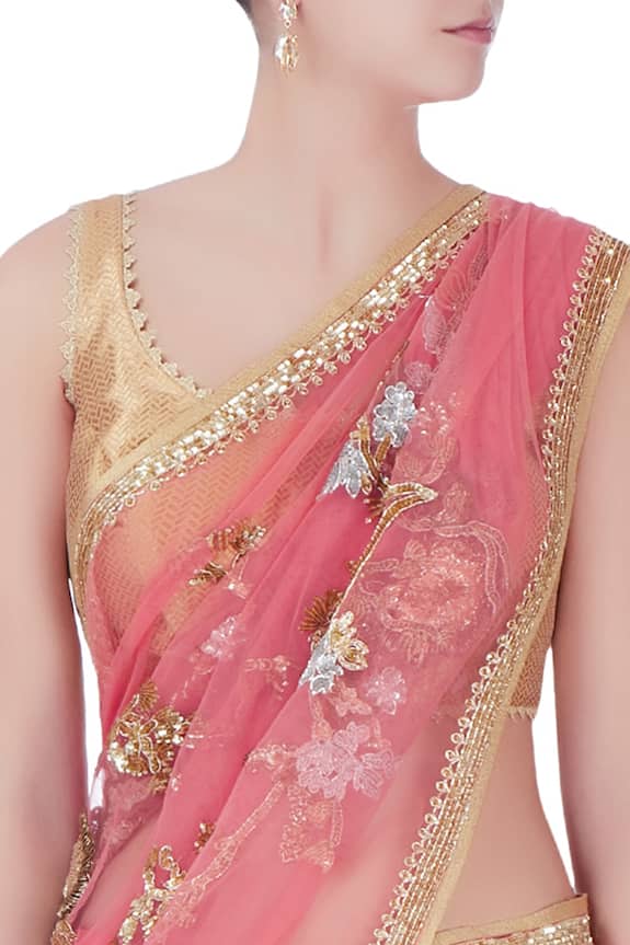 Bhairavi Jaikishan Pink Sequin Embellished Saree And Blouse-piece 4