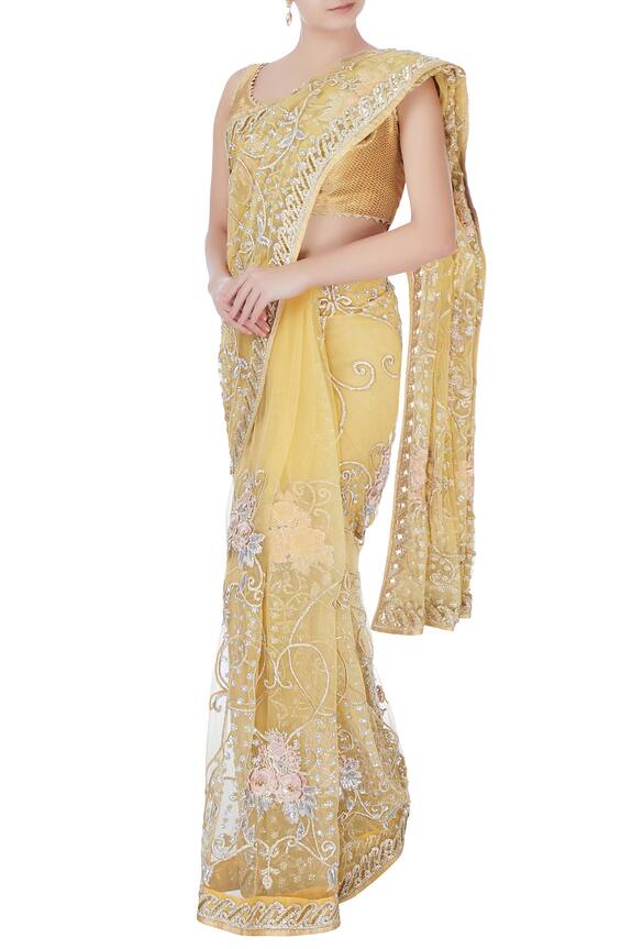 Bhairavi Jaikishan Yellow Sequin Saree With Petticoat 1