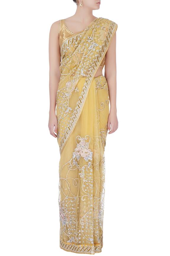 Bhairavi Jaikishan Yellow Sequin Saree With Petticoat 3