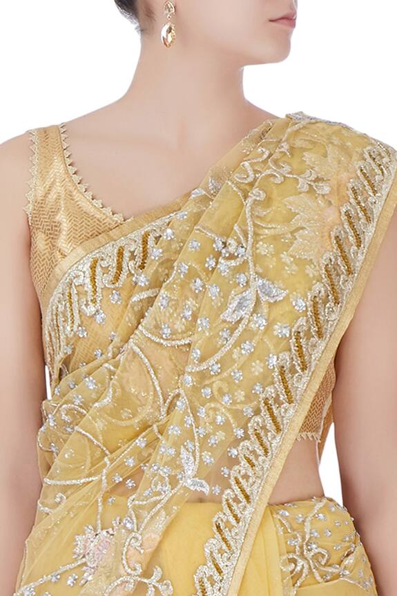 Bhairavi Jaikishan Yellow Sequin Saree With Petticoat 4