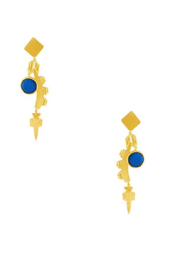 Masaya Jewellery Gold Long Earrings With Stonework 1