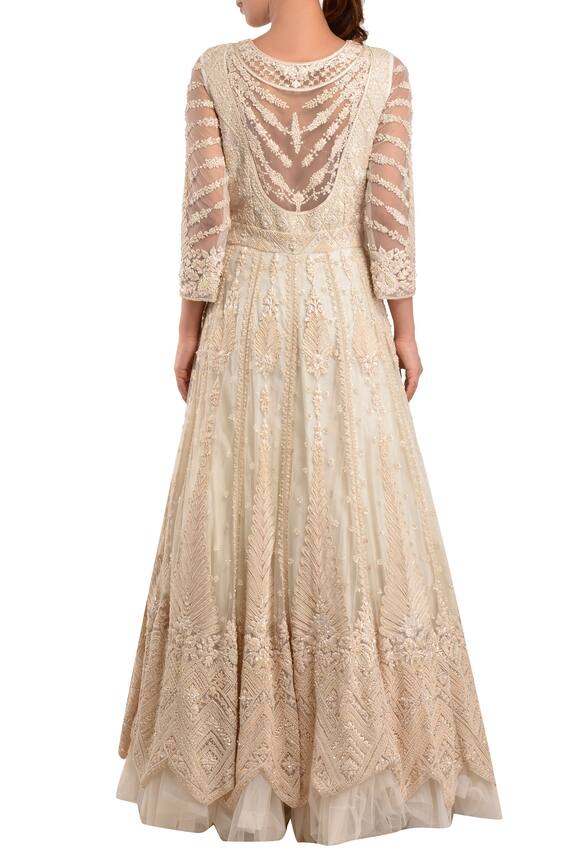 Varun Bahl White Embroidered Anarkali Gown 2