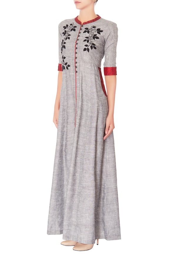 Manasi Sengupta Grey Embroidered Maxi Dress 4