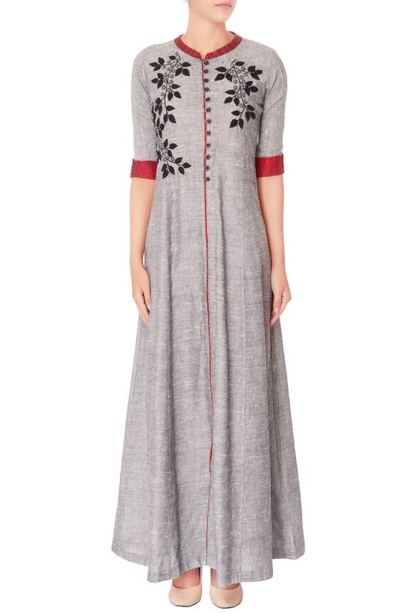 Manasi Sengupta Grey Embroidered Maxi Dress 5
