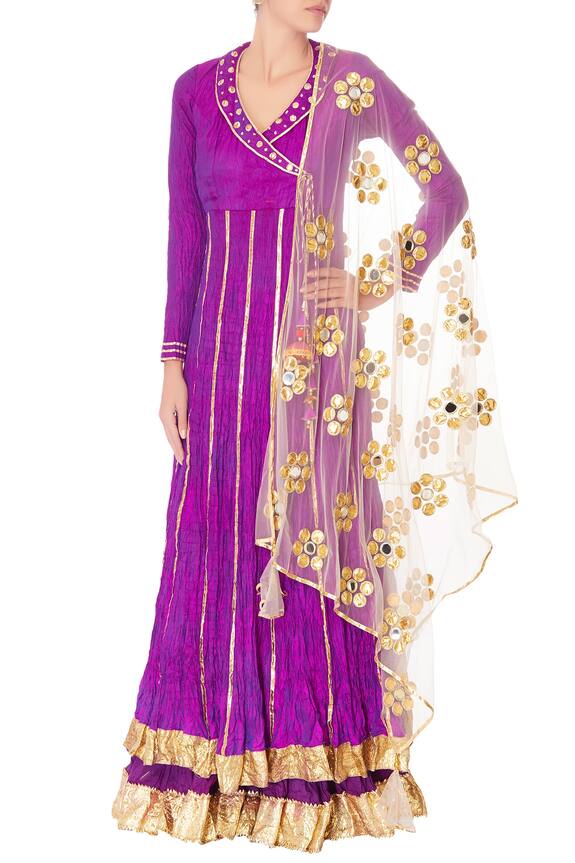 Priyanka Singh Purple Embroidered Anarkali With Dupatta 1