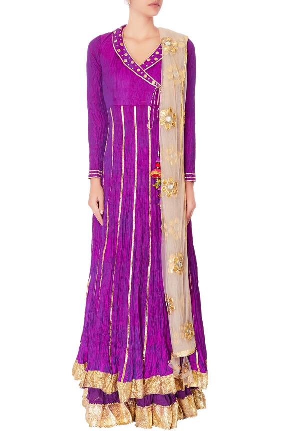 Priyanka Singh Purple Embroidered Anarkali With Dupatta 5