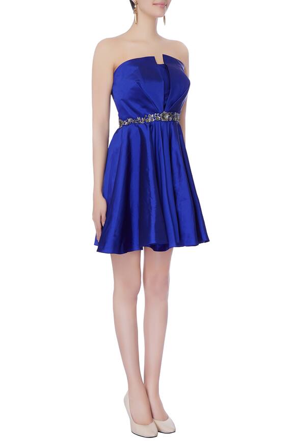 Neha Gursahani Royal Blue Tafetta Silk Dress 3
