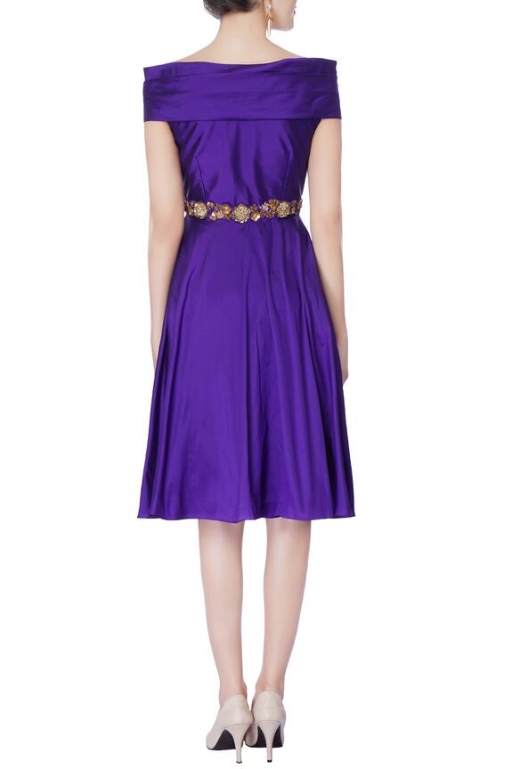 Neha Gursahani Purple Off Shoulder Dress 2