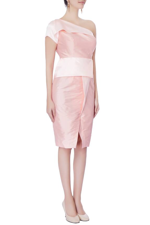 Neha Gursahani Pink One-shoulder Short Dress 3