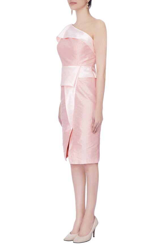 Neha Gursahani Pink One-shoulder Short Dress 4