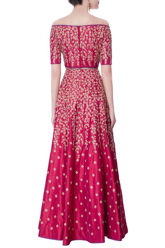 Vandana Sethi Pink Raw Silk Embroidered Lehenga Set 2