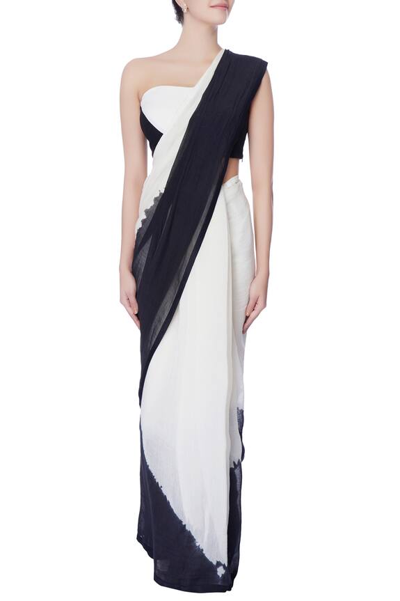Bloni Black And White Saree With Blouse And Under-skirt 3