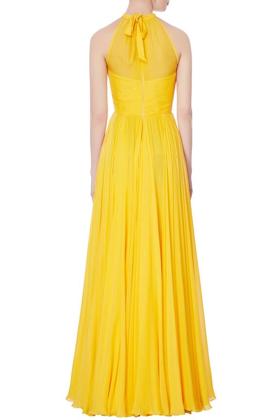 Swapnil Shinde Yellow Halter Slit Gown 2