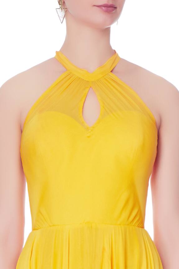 Swapnil Shinde Yellow Halter Slit Gown 6