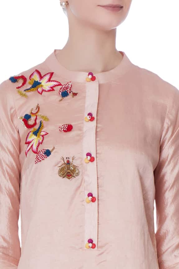 Desert Shine by Sulochana Jangir Pink Taffeta Silk Embroidered Kurta 6