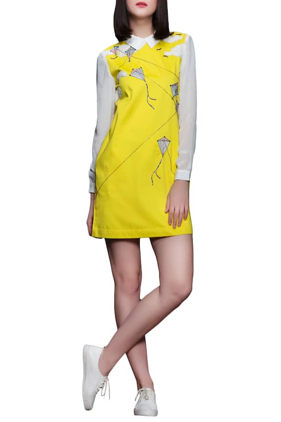 Shahin Mannan Yellow Peter Pan Collar Dress 0