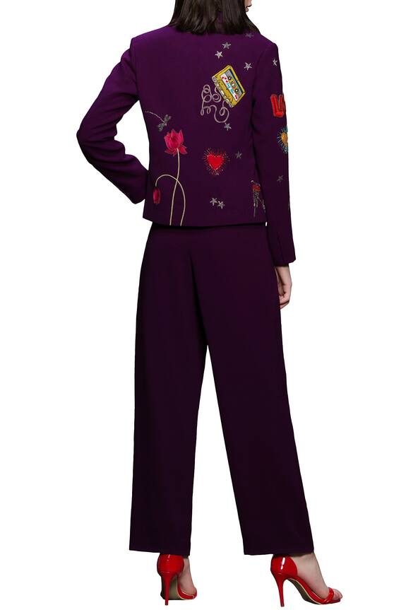 Shahin Mannan Purple Embroidered Blazer With Pants 2