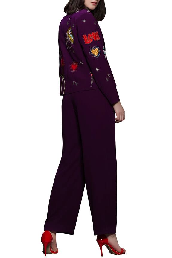 Shahin Mannan Purple Embroidered Blazer With Pants 3