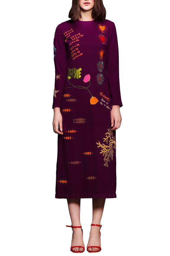 Shahin Mannan Purple Embroidered Midi Dress 1