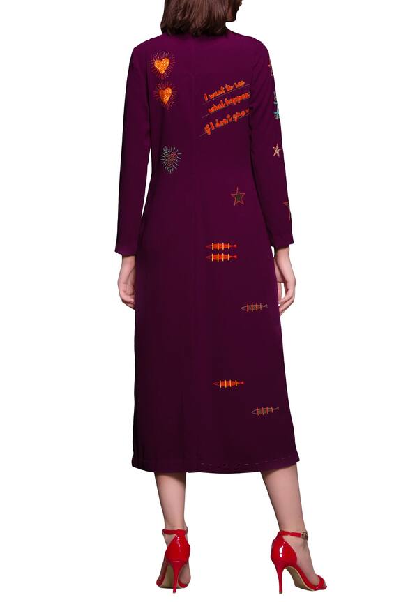 Shahin Mannan Purple Embroidered Midi Dress 2