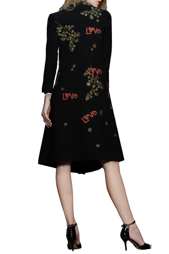 Shahin Mannan Black Embroidered Midi Dress 2