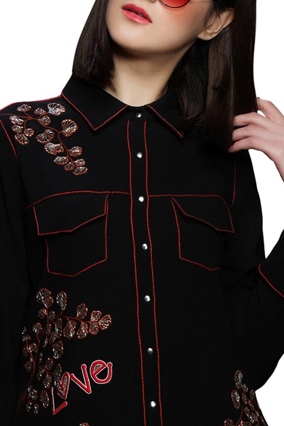 Shahin Mannan Black Polyster Embroidered Jacket 4