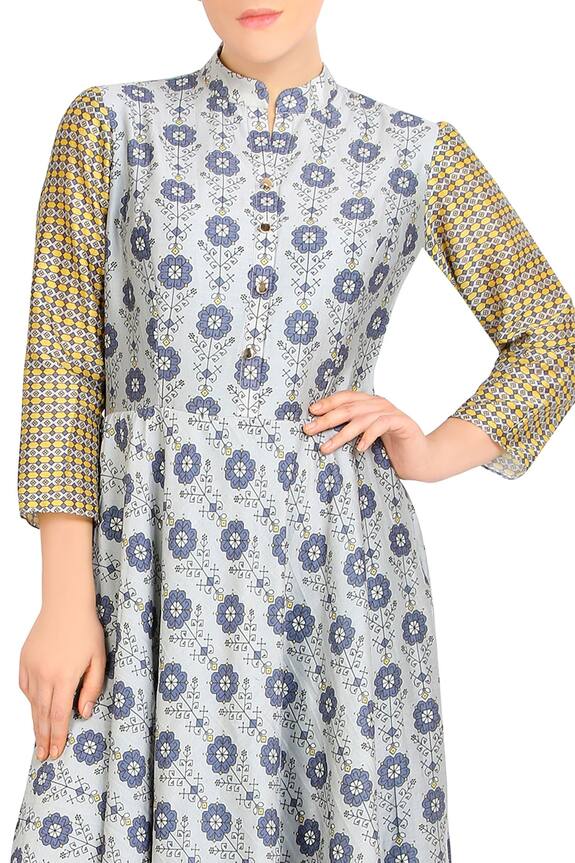 Soup by Sougat Paul Blue Printed Pleated Dress 4