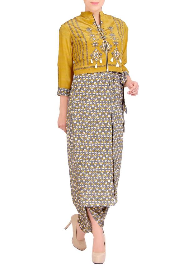 Soup by Sougat Paul Yellow Printed Jumpsuit With Jacket 3