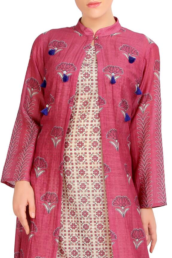 Soup by Sougat Paul Pink Printed Jacket And Maxi Dress 4