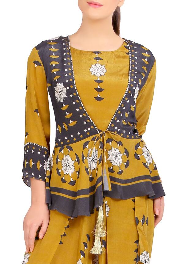 Soup by Sougat Paul Yellow Printed Jumpsuit With Jacket 4
