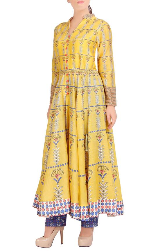 Soup by Sougat Paul Yellow Flared Anarkali With Pants 3