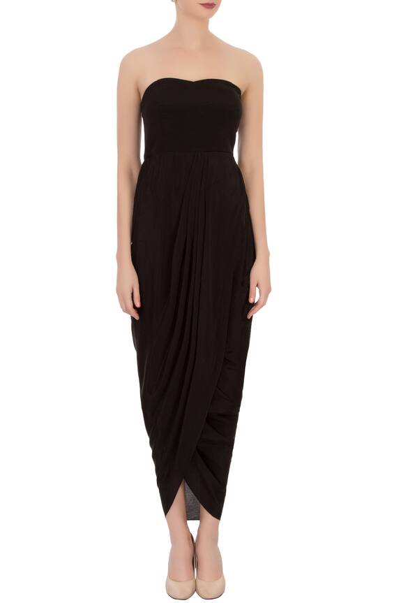 Aqube by Amber Black Draped Dress With Short Cape 5