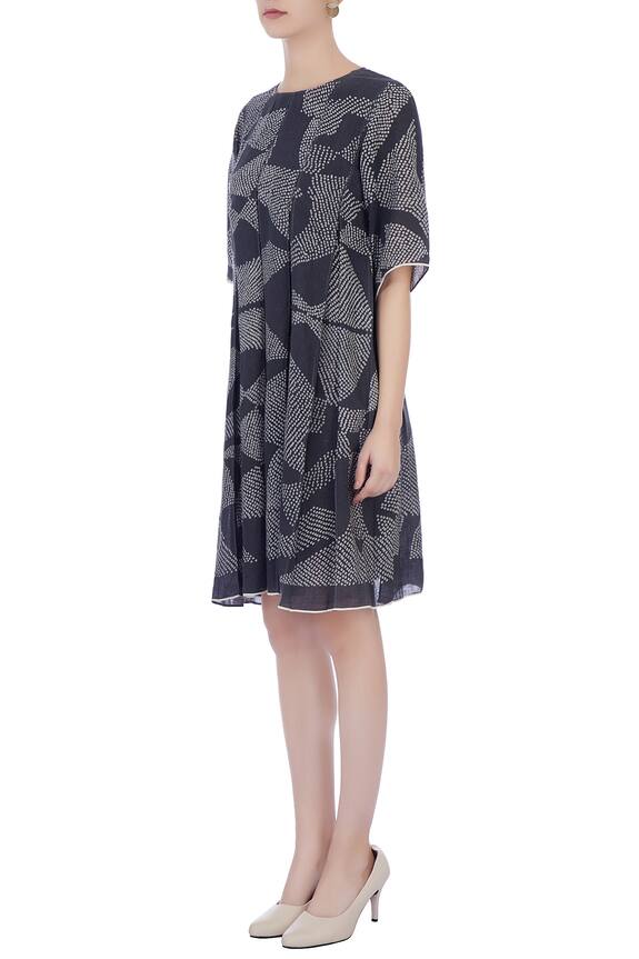 Urvashi Kaur Grey Silk Linen Shibori Dress 4