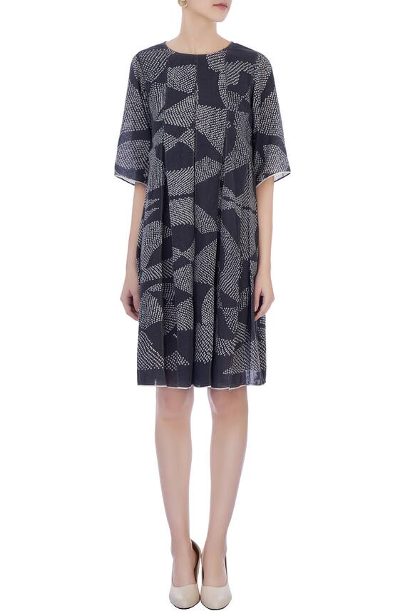 Urvashi Kaur Grey Silk Linen Shibori Dress 5
