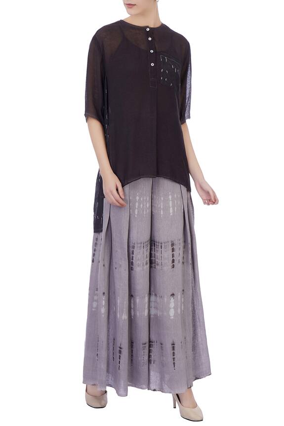 Urvashi Kaur Black Sheer Silk Handwoven Blouse 1