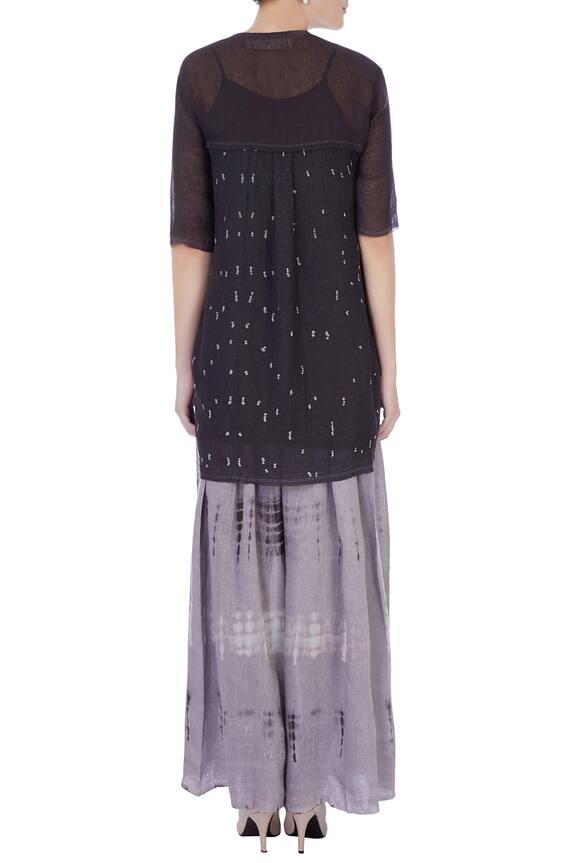 Urvashi Kaur Black Sheer Silk Handwoven Blouse 2