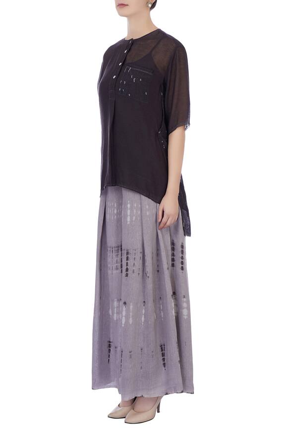 Urvashi Kaur Black Sheer Silk Handwoven Blouse 4